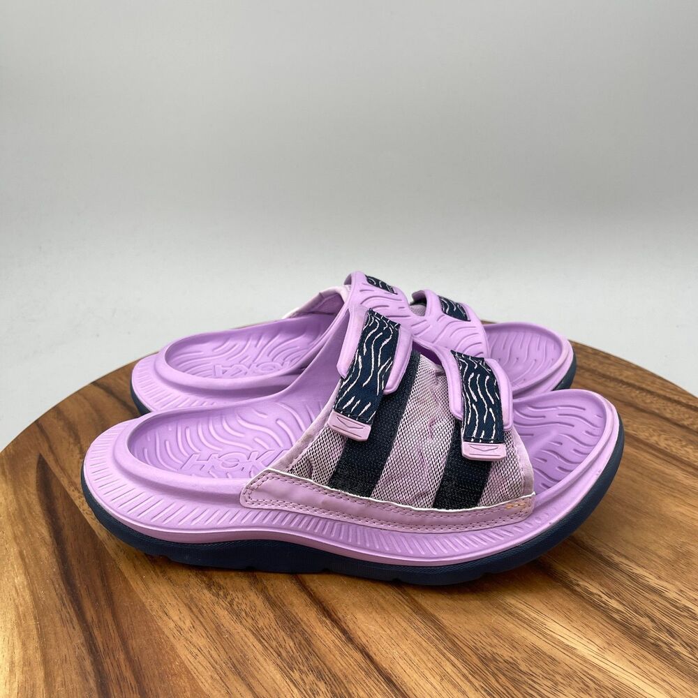 Hoka Ora Luxe Sandals Womens Size 8 Purple Recovery Slides Casual Comfort